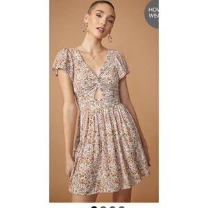 Francescas Blue Rain Myah Paisley Front knot cut out sundress Sz S